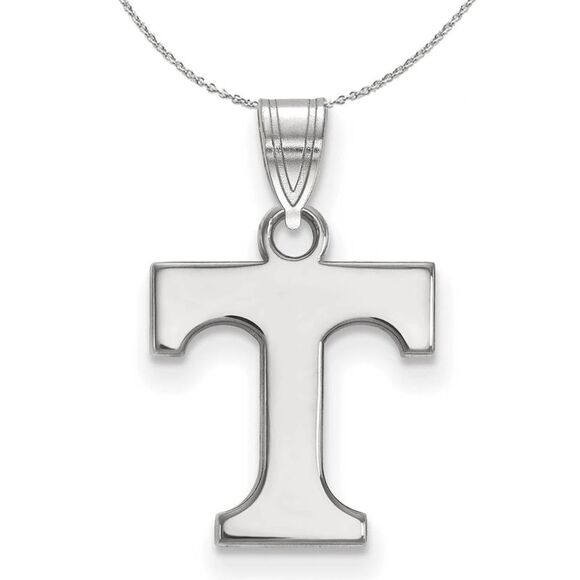 Sterling Silver U. of Tennessee Small Initial T Necklace - 24 Inch - Picture 1 of 8